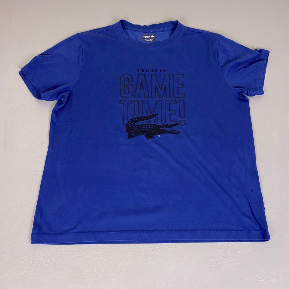 Lacoste Sport T-Shirt Mens 3XL Blue Game Time Crocodile Graphic Ultra Dry *Flaw*